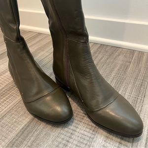 Firth army green tall leather boots for fall
